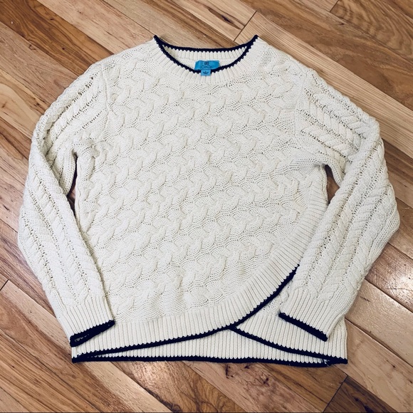 CECE Cable Knit Sweater Long Sleeve 100% Cotton - Picture 1 of 9